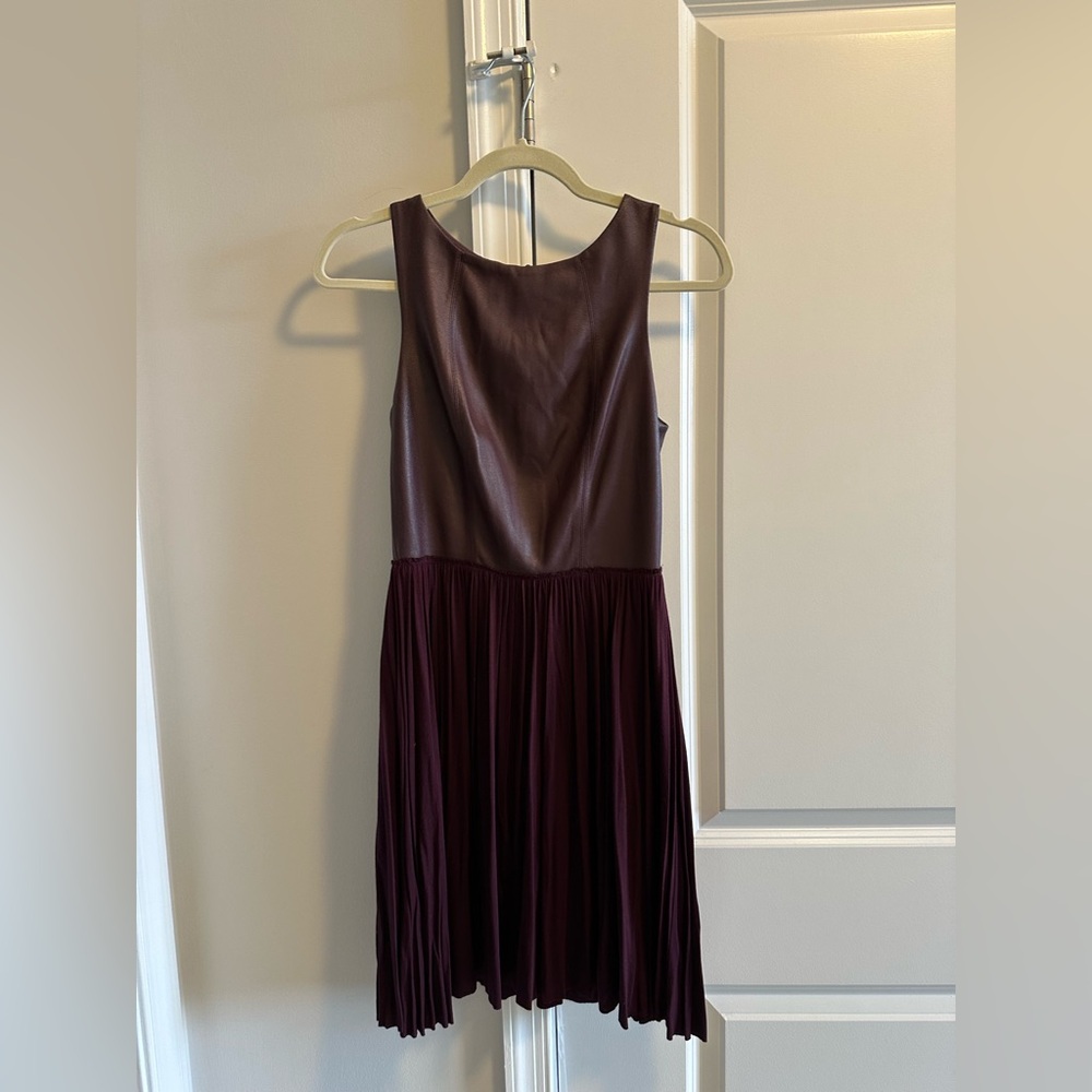 Maroon leather top dress